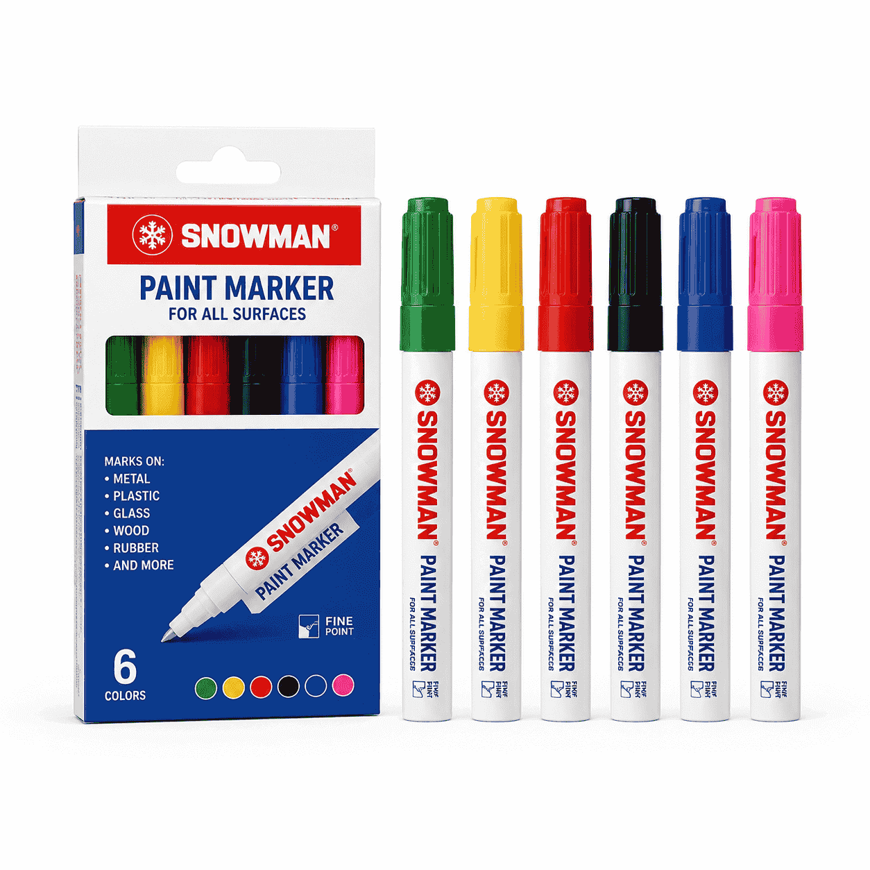 Paint Marker Snowman (Hijau, Kuning, Merah, Hitam, Biru, Pink)