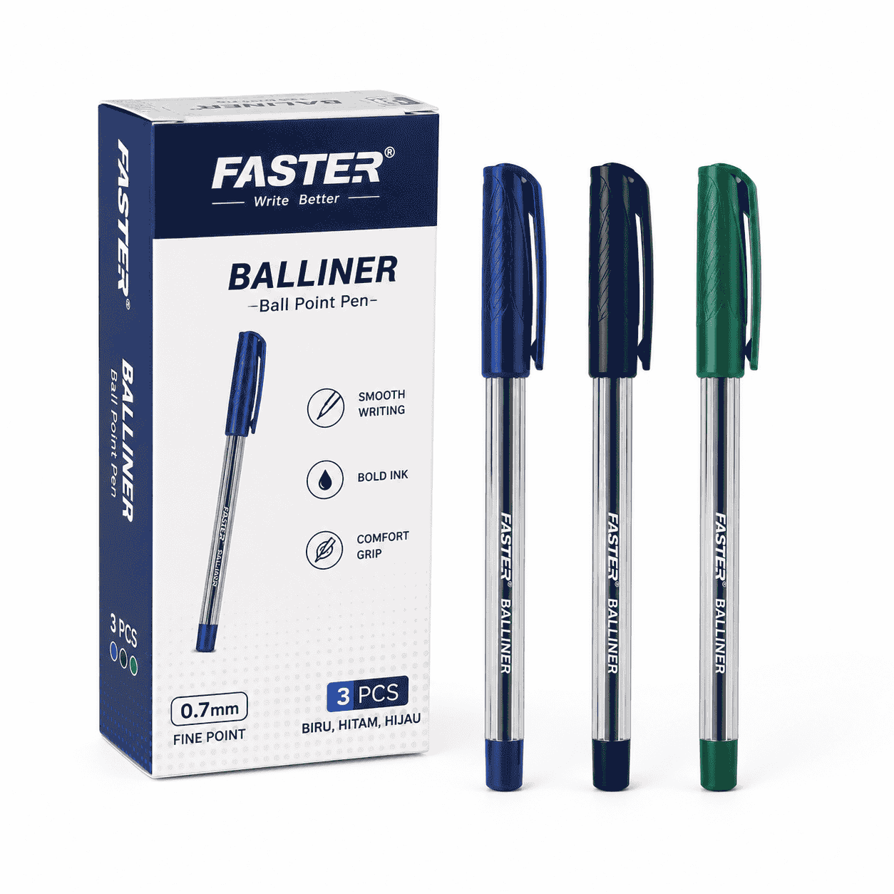 Bolpoin Balliner (Biru, Hitam, Hijau)